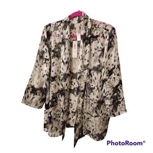 MWT Chico's Floral Print Sheer Cardigan Open Front NWT Size 3